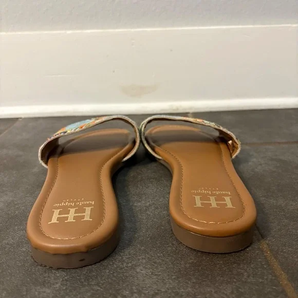 Haute Hippie Sandals Beaded Embroidered Slip on Women's sz 9 Boho Hippie Spring - Picture 3 of 10